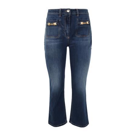 Elisabetta Franchi, Cropped Jeans Blauw, Dames, Maat:W26