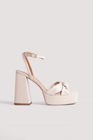 NA-KD Shoes Escarpins à talon haut et semelle plateforme avec nœud - Chaussures à talons hauts - Beige - EU 40