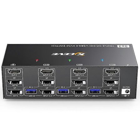 KVM-kytkin 3 näyttöä 3 tietokonetta 8K@60Hz 4K@144Hz