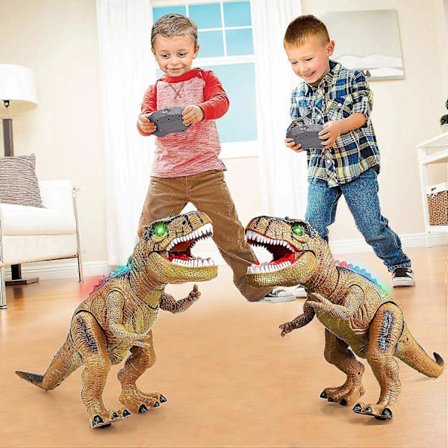 Fjernkontroll Dinosaurleker for Barn Lys Opp og Realistisk Brølende Lyd Tyrannosaurus Rex Leker Dinosaur Robotleker for Barn Gutter Jenter(FMY)