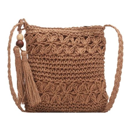 Naisten olkihattu, naisten pieni olkikangasolkalaukku, rantaolkihattu, virkattu crossbody-laukku, punottu laukku pieni kesälaukku 