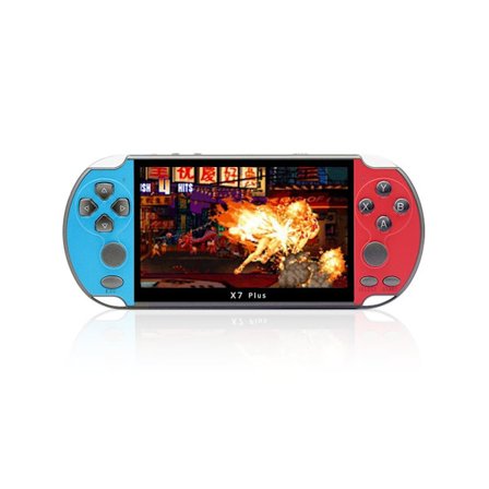 Spelkonsol - X7 Plus, har en 5,1-tums färgskärm och 10 000 spel Röd och blå