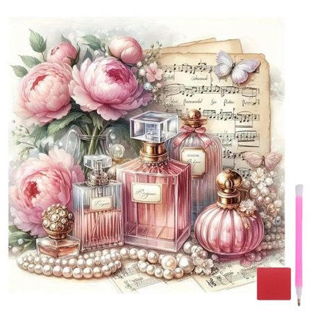 Blomster Diamant Konst Målningssatser - Vackra Alla Hjärtans Dag Diamant Målningssatser för Vuxna, DIY Full Borr Diamant Prick Ädelsten Målning för 