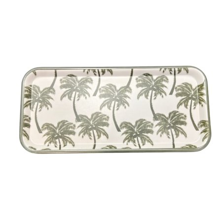 Bricka Palmer Vit/Grön Melamin liten