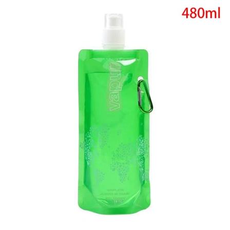 350ml/480ml Bärbar Ultralätt hopfällbar vattenpåse Mjuk kolvflaska Utomhussport Vandring Camping Vattenväska Vikbar vattenhink Blue