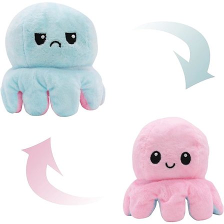 Reversibel Blekksprut Rosa Blå Blekksprut Plysjleke Reversibel Dobbeltsidig Blekksprut Plysjdukke Lindre Stress Og Dempe Humør