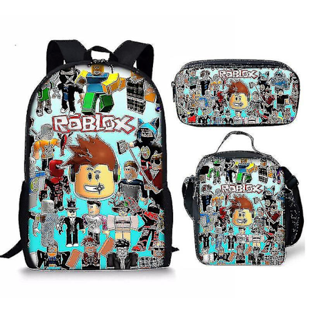 Z 3d Roblox Student Bag Lunch Bag Pencil Bag Roblox Backpack Eller 3pcs(ryggsäck+pennväska+matväska)