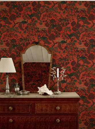 Duro Tapet, Brunnsgatan 095-08 Gammalsvenska Papper, L, Röd, Färg & tapeter