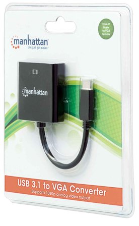 Manhattan MH Converter, USB-C 3.1 Male/VGA-Female, Black, Blister