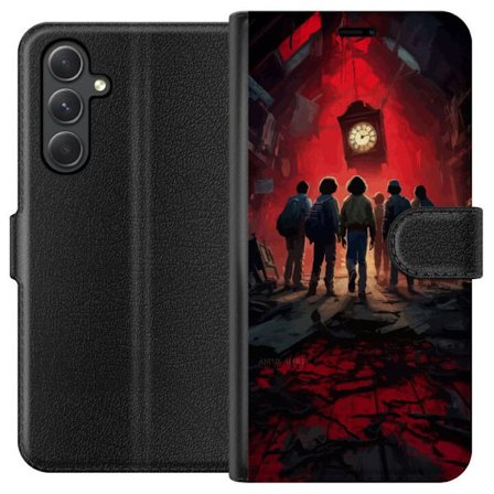 Yhteensopiva Lompakkokotelo Samsung Galaxy A05s Minimalistinen avaruustausta, jossa värikkäitä tähtiä mustalla pohjalla, tyylikäs abstrakti suun