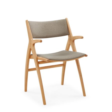 Roots Esszimmerstuhl, Armlehnen | Stoff in Natur Eiche, Skandinavisches Design, Bequemer Kaltschaum-Sitz, Ergonomisch, Höhe 84cm, Zeitlos