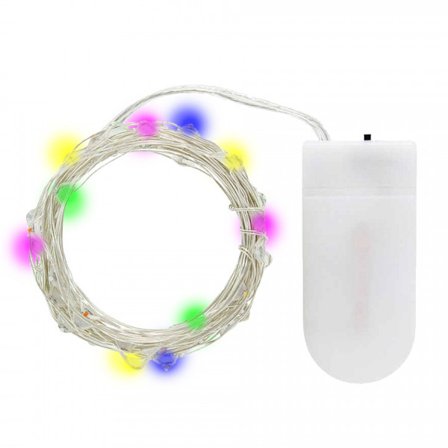 MIX Ljusslinga med 10 små olikfärgade LED o batteri, 1 meter