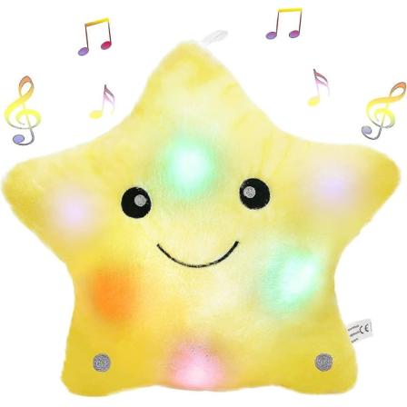 Led Musical Twinkle Star Light Up Lullaby Glow Utstoppede dyreleker - berolige barnas følelser - bursdags- og julefestivalgave til småbarn - gul (