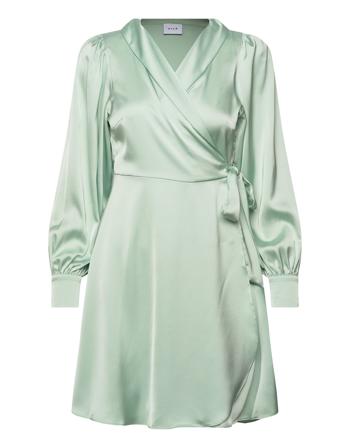 Vienna Ravenna L/S Short Wrap Dress-Noos Kort Kjole Green Vila
