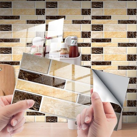 24 st Kakeldekor för Kök och Badrum, 10 X 20 Cm Självhäftande Vattentäta Väggdekaler Metro Kakel Tapet E