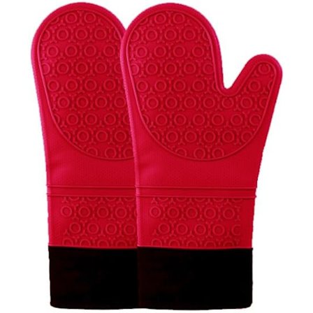 2 silikon grytekluter, varmebestandige sklisikre matlagingsvotter med mykt bomullsfôr, varmebestandige matlagings- og bakevotter....