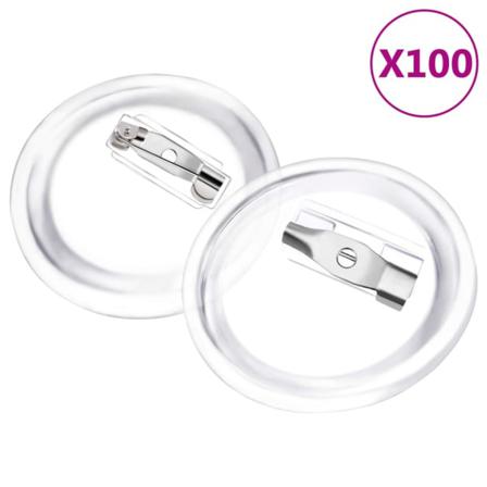 Vidaxl Knappar Med Nålar 100 Uppsättningar Akryl 25 Mm Transparent