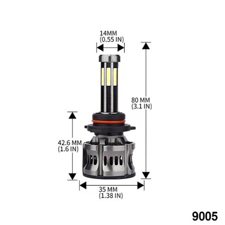 2X 8-sivuinen H7 LED-valot H4 LED-lamput H11 H9 H8 Auton ajovalot 9005 HB3 9006 HB4 6000K Autopolttimot 50W 360 astetta Kauko- ja lähivalo 12V~00274