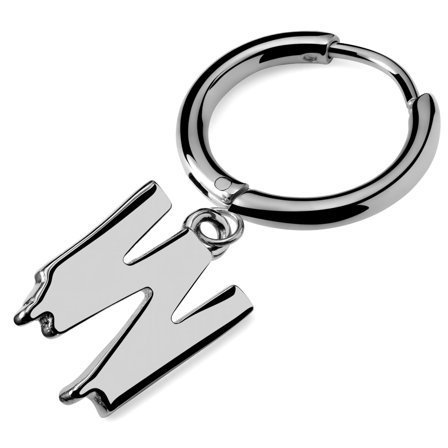 Fahrenheit | Stalowy topiący się kolczyk z literą W dla mężczyzn - Kolczyki kółeczka z zawieszką