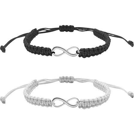 Infinity Armband för Par Bästa Vän, Infinity Tecken Handgjort Rep Flätat Pararmband, Avståndsmatchande Armband Smyckesgåva