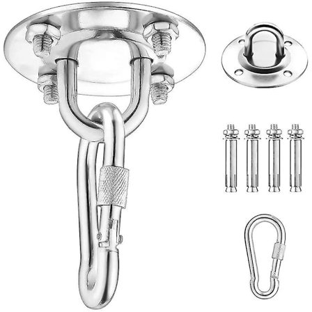 Ceiling Hook, Wall Mount Hook For Hanging Hammock, Yoga, Hanging Chair And Punching Bag, 500kg Capacity Stainless Steel Trainer Hanging Kit With Carab