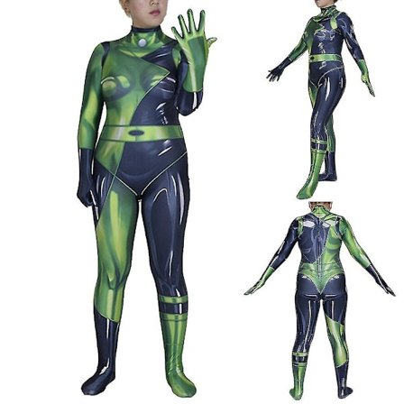 Shego Cosplay Kostume Superskurk Halloween Kostume Bodysuit Jumpsuit Til Voksne Kvinder