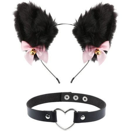 Huvudband Katt Flicka Katt Öron Enkla Hår Tillbehör Halsband Set