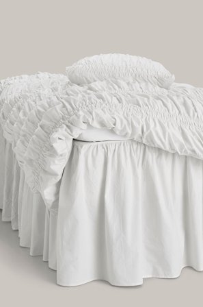 Staycation - Sängkappa Loosed i bomullspercale 60 cm - Vit - Sängkappor - 90X200 - Från Homeroom