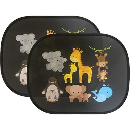 Bilsolskydd för baby - 2-pack sidobilsolskydd Blockerar UV-strålar Skydda din baby Söt rolig djurdesign för barn Ha kul