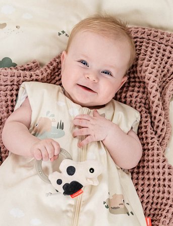 Done by Deer Sensory Rattle W/Teether Dotti Sand - Beige - 12X 21X 4CM