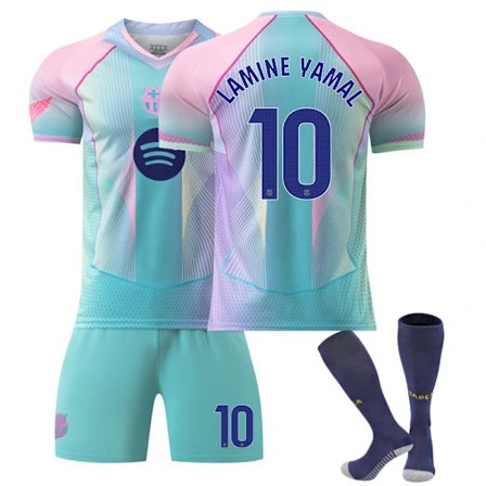 FC Barcelona Aqua Blå Lamine Yamal #10 Draksett med Sokker NO.10-FA- NO.10 28