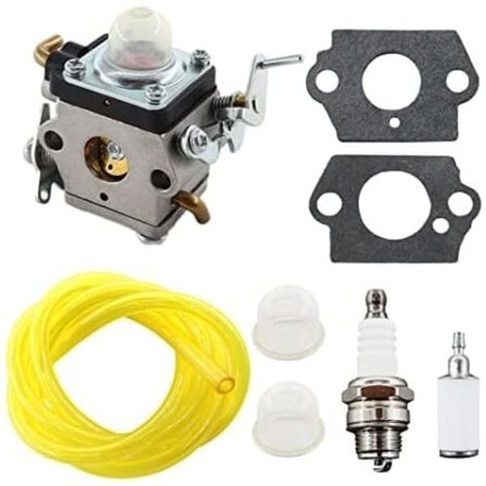 QQU-122 Förgasare med tändstift bränsleledning kompatibel med Husqvarna 122C 122LDX 122LK 22cc 574386701 581734301 Trimmer Bränslefilter Primer Bulb 