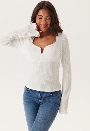 BUBBLEROOM - Structured V-Neck Top - White