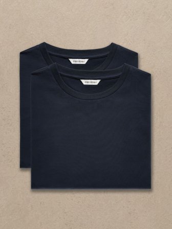 John Henric Men's 2er-Pack Blau Slim Fit Lightweight T-Shirt Size L