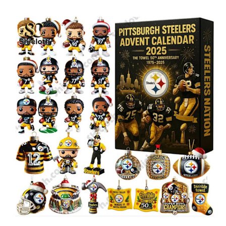 Uusi Pittsburgh Steelersin 50-vuotisjuhlavuoden adventtikalenteri joulukuusen koriste