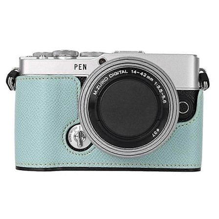n8o Kameraveske for Olympus PEN E-P7, teksturert lærveske, a4a, lett å bytte batteri - Baby