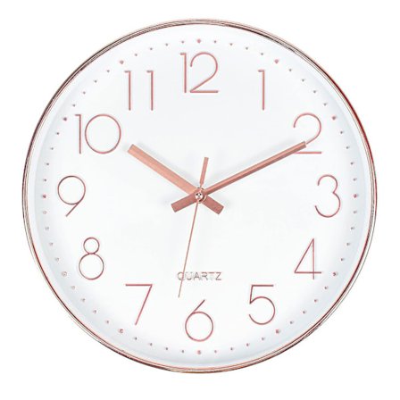 Modern stor rund väggklocka utan tickande för vardagsrum, kontor och kafeteria 30cm roséguld mer rosa