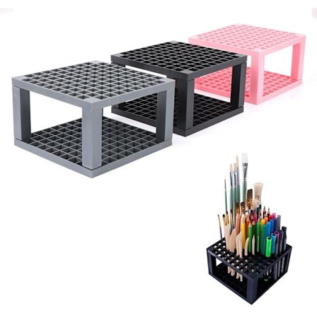 96-håls penn- och penselhållare förvaring låda konstnär avtagbar 96-håls pennhållare för penselpennor färgade pennor grå