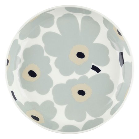 Marimekko Unikko tallerken 20,5 cm, hvit/grå/sand/blå' - 'Hvit, grå, sand, blå
