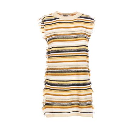 Mauro Grifoni, Long vest with fringes Geel, Dames, Maat:S