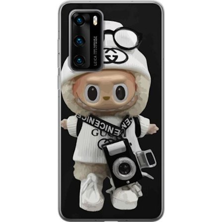 Kompatibel Mobilcover til Huawei Huawei P40 Stilfuld designerfigur med kamera og streetwear, legesyg samlerfigur i trendy urban æstetik og minimalist
