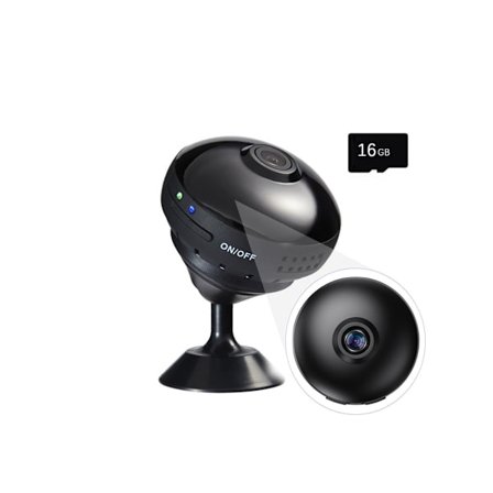 YEMAESRE A11 Panoramakamera med 16 GB minneskort 170 vidvinkel Kompatibel med Android/Iphone Svart