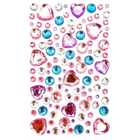 Rhinestone klistermärken hjärtan pastellfärger 0,7 till 1,7 cm 109 stycken