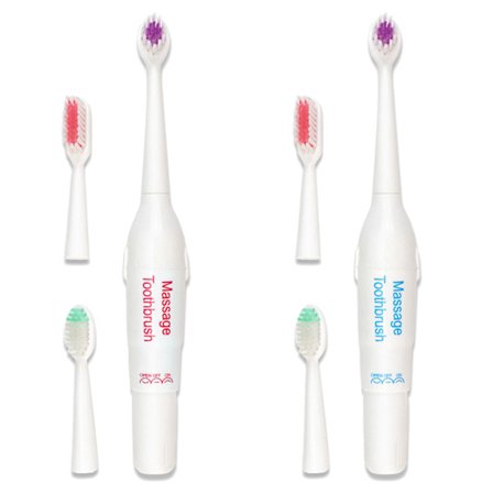 Elektrisk tandbørste til voksne med 3 udskiftelige børstehoveder, batteridrevet og bærbar