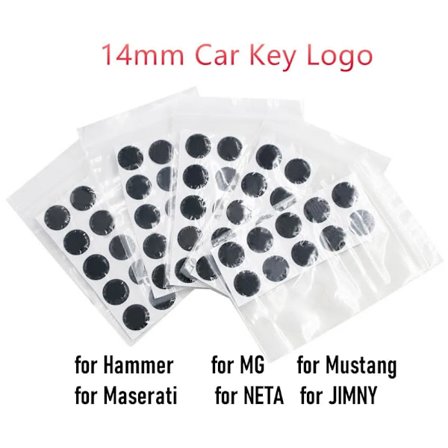 20 st/lot 14mm bilnyckeldekaler Nyckelämne logotyp för KD-nyckeldekaler för Hammer MG Mustang Maserati NETA JIMNY