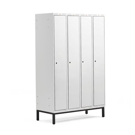 Kleiderspind CLASSIC mit Beingestell, 4 Module, 1940 x 1200 x 550 mm, grau