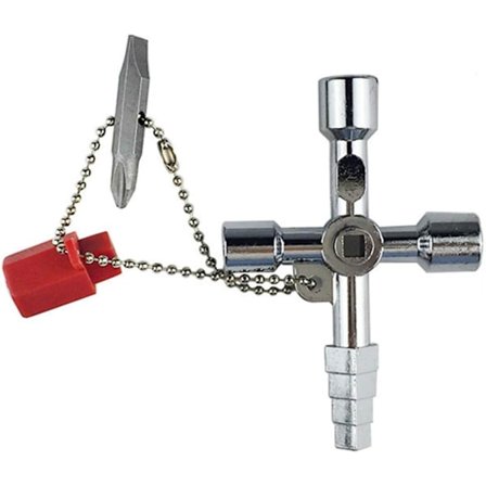 4-in-1 yleisristi-/neliö-/pyöreäavain, 4-suuntainen monitoimiseosavain, junaan, hissiin, kaappiin ja venttiiliin (4-in-1 pagodiavain)