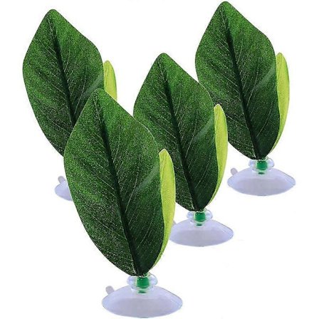Flytende Blad Hengekøye Betta Seng Hengekøye Form Blad for Akvarium Grønn, 4 Enheter (Pakke med 1)