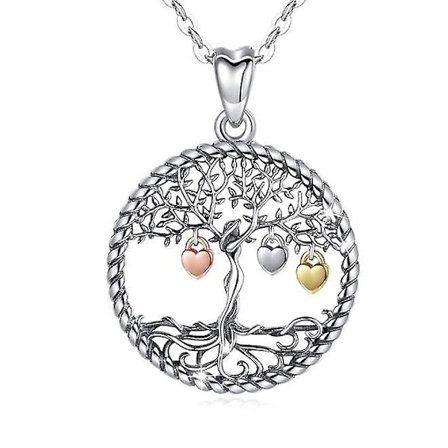 Kedjeträd Livets träd Halsband Hänge 925 Sterling Silver Smycken För Kvinnor Flickor, färgglad ring Kärlek Hänge