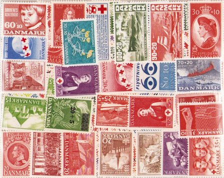 Danmark - Dubletpakke med postfriske stålstik-mærker